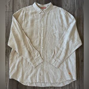 Tommy Bahama Sea Glass Breezer 100% Linen Long Sleeve Shirt in Oatmeal Size XXL